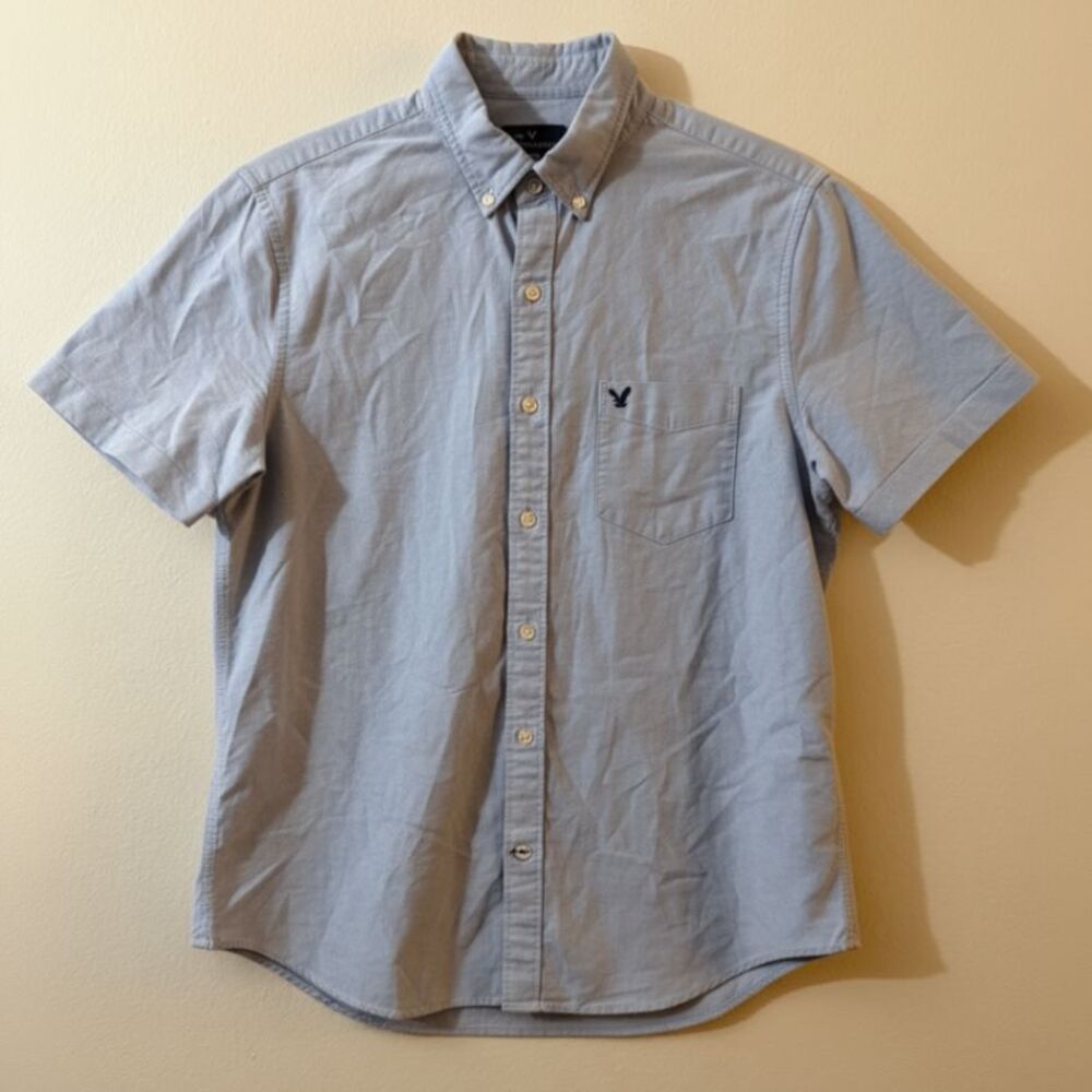 American Eagle Classic Fit Mens M Short Sleeve Button Down Shirt Blue